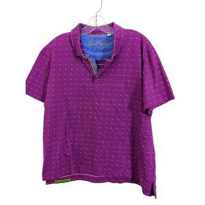 Robert Graham Mens Polo Golf XL Fuschia Pink Geometric Print Classic Fit Cotton
